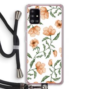 CaseCompany Peachy flowers: Samsung Galaxy A51 5G Transparant Hoesje met koord