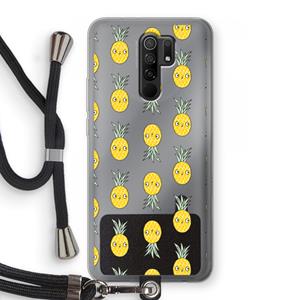 CaseCompany Ananas: Xiaomi Redmi 9 Transparant Hoesje met koord