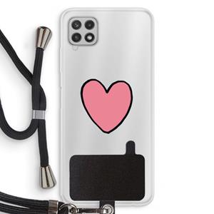 CaseCompany Hartje: Samsung Galaxy A22 4G Transparant Hoesje met koord