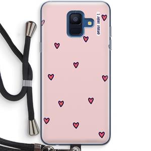 CaseCompany Hartjes: Samsung Galaxy A6 (2018) Transparant Hoesje met koord