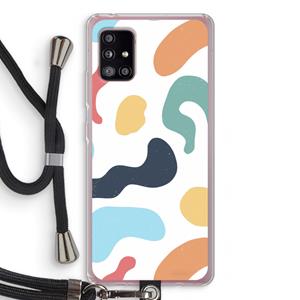 CaseCompany Memphis Shapes Blue: Samsung Galaxy A51 5G Transparant Hoesje met koord