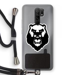 CaseCompany Angry Bear (white): Xiaomi Redmi 9 Transparant Hoesje met koord