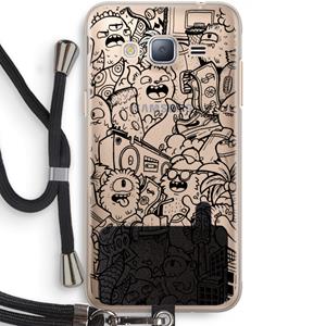 CaseCompany Vexx Black City : Samsung Galaxy J3 (2016) Transparant Hoesje met koord