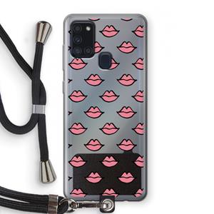 CaseCompany Lipjes: Samsung Galaxy A21s Transparant Hoesje met koord