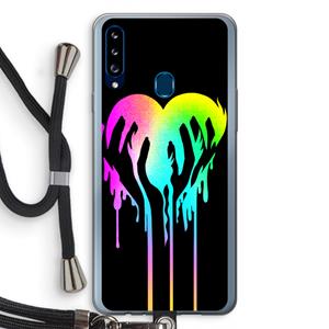 CaseCompany Hold My Heart: Samsung Galaxy A20s Transparant Hoesje met koord