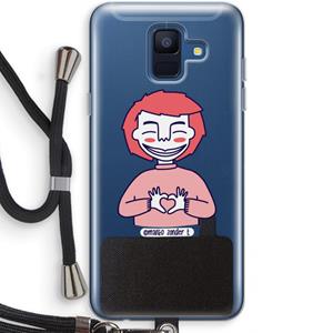 CaseCompany Hartje: Samsung Galaxy A6 (2018) Transparant Hoesje met koord