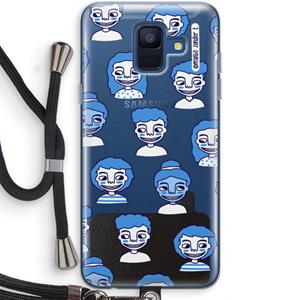 CaseCompany Gezichtjes: Samsung Galaxy A6 (2018) Transparant Hoesje met koord