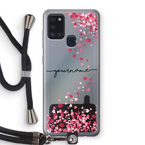 CaseCompany Hartjes en kusjes: Samsung Galaxy A21s Transparant Hoesje met koord