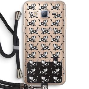 CaseCompany Zwarte poes: Samsung Galaxy J3 (2016) Transparant Hoesje met koord