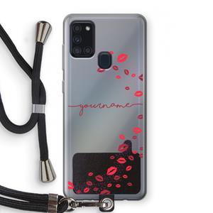 CaseCompany Kusjes: Samsung Galaxy A21s Transparant Hoesje met koord
