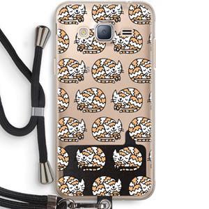CaseCompany Slapende poes: Samsung Galaxy J3 (2016) Transparant Hoesje met koord