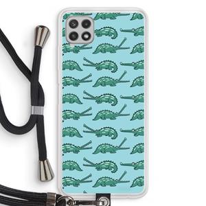 CaseCompany Kroko: Samsung Galaxy A22 4G Transparant Hoesje met koord
