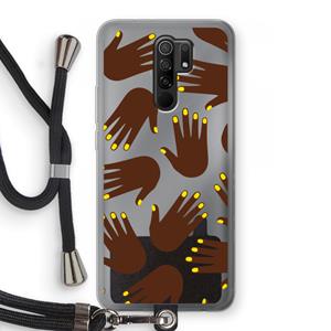 CaseCompany Hands dark: Xiaomi Redmi 9 Transparant Hoesje met koord