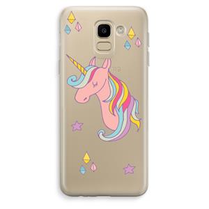 CaseCompany Roze eenhoorn: Samsung Galaxy J6 (2018) Transparant Hoesje