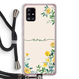 CaseCompany Gele bloemen: Samsung Galaxy A51 5G Transparant Hoesje met koord