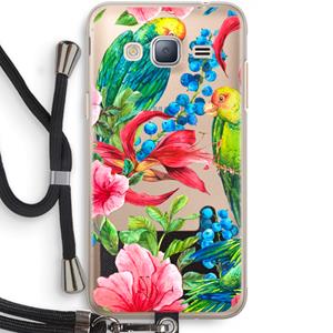 CaseCompany Papegaaien: Samsung Galaxy J3 (2016) Transparant Hoesje met koord