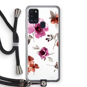 CaseCompany Geschilderde bloemen: Samsung Galaxy A21s Transparant Hoesje met koord