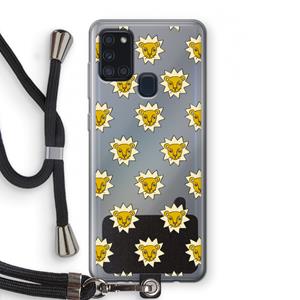 CaseCompany Leeuwenkoppen: Samsung Galaxy A21s Transparant Hoesje met koord