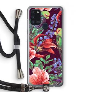 CaseCompany Papegaaien: Samsung Galaxy A21s Transparant Hoesje met koord