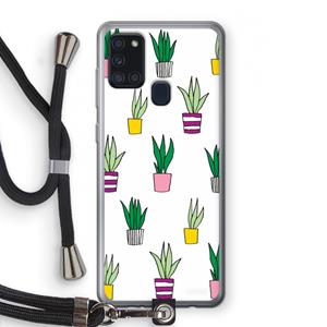 CaseCompany Sanseveria: Samsung Galaxy A21s Transparant Hoesje met koord