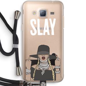 CaseCompany Slay All Day: Samsung Galaxy J3 (2016) Transparant Hoesje met koord