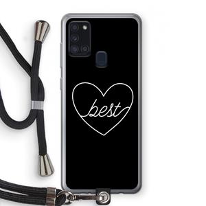CaseCompany Best heart black: Samsung Galaxy A21s Transparant Hoesje met koord