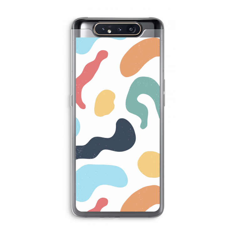 CaseCompany Memphis Shapes Blue: Samsung Galaxy A80 Transparant Hoesje