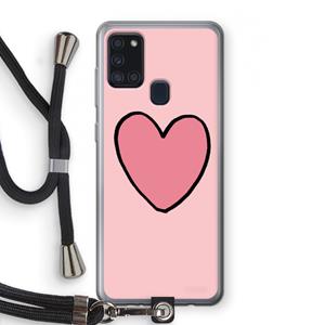 CaseCompany Hartje: Samsung Galaxy A21s Transparant Hoesje met koord