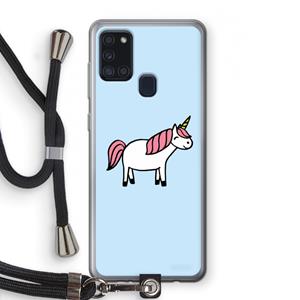 CaseCompany Eenhoorn: Samsung Galaxy A21s Transparant Hoesje met koord