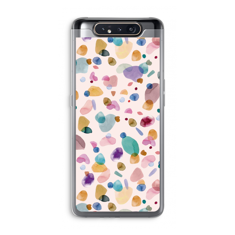 CaseCompany Terrazzo Memphis Pink: Samsung Galaxy A80 Transparant Hoesje