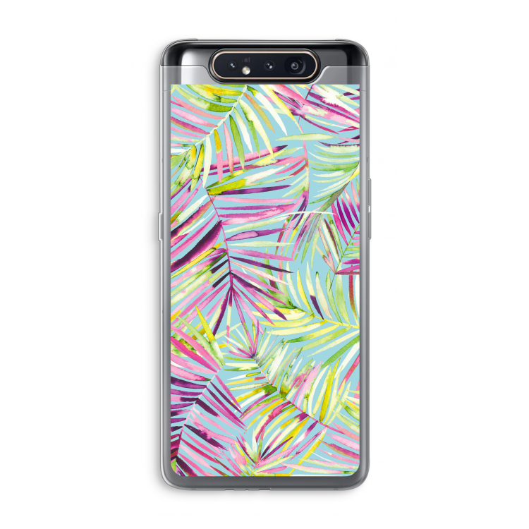 CaseCompany Tropical Palms Blue: Samsung Galaxy A80 Transparant Hoesje