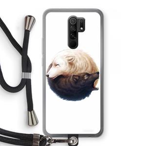 CaseCompany Yin Yang Wolves: Xiaomi Redmi 9 Transparant Hoesje met koord