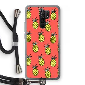 CaseCompany Ananas: Xiaomi Redmi 9 Transparant Hoesje met koord