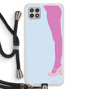 CaseCompany Pink panty: Samsung Galaxy A22 4G Transparant Hoesje met koord