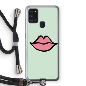 CaseCompany Kusje: Samsung Galaxy A21s Transparant Hoesje met koord