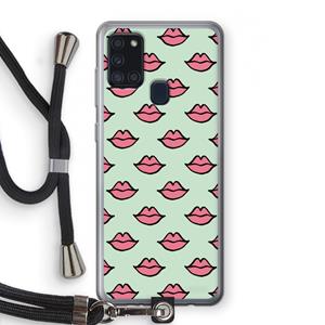 CaseCompany Lipjes: Samsung Galaxy A21s Transparant Hoesje met koord
