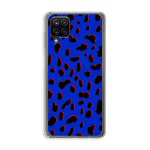 CaseCompany Blue Leopard: Samsung Galaxy A12 Transparant Hoesje