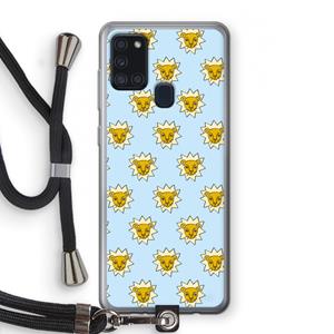 CaseCompany Leeuwenkoppen: Samsung Galaxy A21s Transparant Hoesje met koord