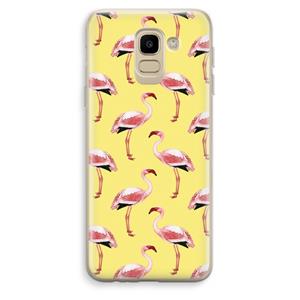 CaseCompany Flamingo's geel: Samsung Galaxy J6 (2018) Transparant Hoesje