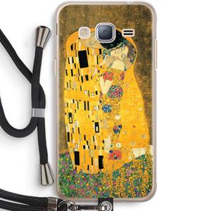 CaseCompany Der Kuss: Samsung Galaxy J3 (2016) Transparant Hoesje met koord