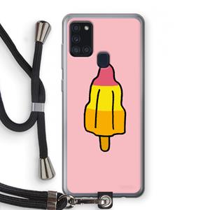 CaseCompany Raketijsje: Samsung Galaxy A21s Transparant Hoesje met koord