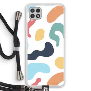 CaseCompany Memphis Shapes Blue: Samsung Galaxy A22 4G Transparant Hoesje met koord