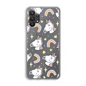 CaseCompany Rainbow Unicorn: Samsung Galaxy A32 5G Transparant Hoesje