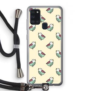 CaseCompany Vogeltjes: Samsung Galaxy A21s Transparant Hoesje met koord