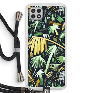 CaseCompany Tropical Palms Dark: Samsung Galaxy A22 4G Transparant Hoesje met koord