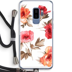 CaseCompany Roosjes: Samsung Galaxy S9 Plus Transparant Hoesje met koord