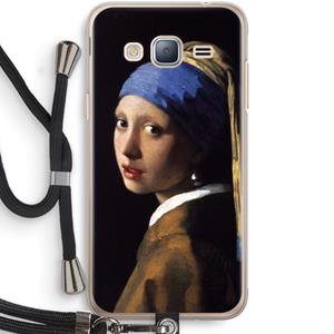 CaseCompany The Pearl Earring: Samsung Galaxy J3 (2016) Transparant Hoesje met koord