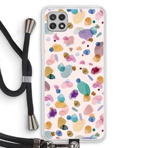 CaseCompany Terrazzo Memphis Pink: Samsung Galaxy A22 4G Transparant Hoesje met koord