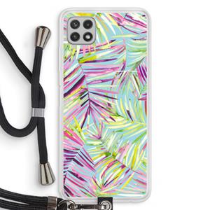 CaseCompany Tropical Palms Blue: Samsung Galaxy A22 4G Transparant Hoesje met koord