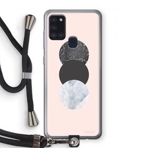 CaseCompany Marmeren cirkels: Samsung Galaxy A21s Transparant Hoesje met koord